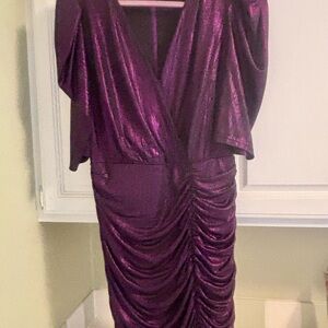 Adelyn Rae Shimmering Purple Long Sleeve Dress